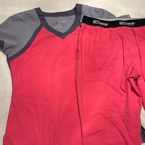 Grey's Anatomy Pink and Gray Scrub Set